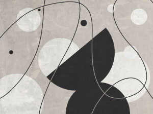 Carta da parati moderno grafico in stile art-deco, astratto in bianco e nero